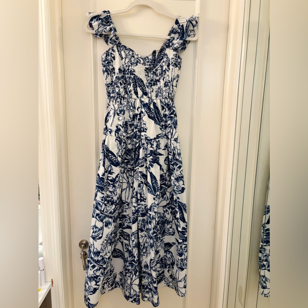Abercrombie Ruffle Strap Smocked Midi Dress size S